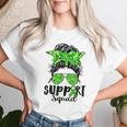 Support Squad Messy Bun Green Ribbon Mental Health Awareness Women T-shirt Gifts for Her