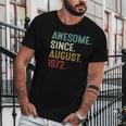 Awesome Since August 1972 50 Years Old 50Th Birthday  Men T-shirt Casual Daily Crewneck Short Sleeve Graphic Basic Unisex Tee