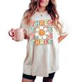 Cute Groovy 3Rd Birthday Party Daisy Flower Three Year Old Women's Oversized Comfort T-shirt Ivory