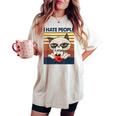 I Hate People Vintage T I Hate People Cat Coffee Women's Oversized Comfort T-shirt Ivory