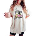 Retro Floral Sewing Machine Sew Blessed Quilting Lovers Women's Oversized Comfort T-shirt Ivory