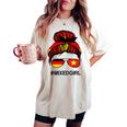 Vietnam Germany Flag Vietnamese German Messy Bun Women's Oversized Comfort T-shirt Ivory