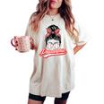 Vintage Philly Baseball Leopard Messy Bun Philadelphia Fans Women's Oversized Comfort T-shirt Ivory