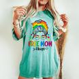 Free Mom Hugs Messy Bun Rainbow Gay Trans Pride Mother Day Women's Oversized Comfort T-shirt Chalky Mint