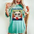 I Hate People Vintage T I Hate People Cat Coffee Women's Oversized Comfort T-shirt Chalky Mint