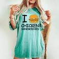I Love Chicken Sandwich Spicy Nashville Crispy Tender Pickle Women's Oversized Comfort T-shirt Chalky Mint