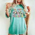 One Hoppy Teacher Bunny Easter Day Groovy Retro Boy Girl Women's Oversized Comfort T-shirt Chalky Mint