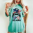 Shit Show Crew Member Amerian Flag Headband Messy Bun Women's Oversized Comfort T-shirt Chalky Mint