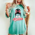 Vintage Philly Baseball Leopard Messy Bun Philadelphia Fans Women's Oversized Comfort T-shirt Chalky Mint