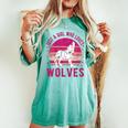 Youth Just A Girl Who Loves Wolves Vintage Retro Women's Oversized Comfort T-shirt Chalky Mint