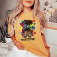 African Black Autism Mom Afro Mother Autism Awareness Women's Oversized Comfort T-shirt Mustard