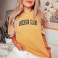 Anderson Island Wa Vintage Athletic Sports Jsn2 Navy Print Women's Oversized Comfort T-shirt Mustard