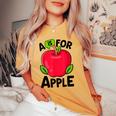 A Is For Apple Nursery Preschool Teacher Appreciation Women's Oversized Comfort T-shirt Mustard