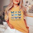 In April We Wear Blue Butterfly Autism Mental Health Women's Oversized Comfort T-shirt Mustard