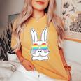 Bunny Gay Pride Lgbtq Bunny Rainbow Sunglasses Happy Easter Women's Oversized Comfort T-shirt Mustard