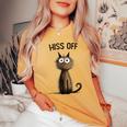 Cat Lover For Humor Hiss Off Meow Cat Women's Oversized Comfort T-shirt Mustard