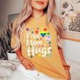 Cute Free Mom Hugs Gay Pride Transgender Rainbow Flag Women's Oversized Comfort T-shirt Mustard