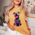 Cute Rainbow Pitbull Mom Dog Lover Pit Bull Owner Women's Women's Oversized Comfort T-shirt Mustard