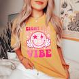 Eight Is A Vibe 8Th Birthday Groovy 8 Years Old Smile Face Women's Oversized Comfort T-shirt Mustard