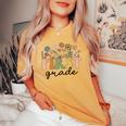 First Grade Teacher Wildflower Back To School Floral Outfits Women's Oversized Comfort T-shirt Mustard