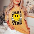 Five Is A Vibe 5Th Birthday Groovy Boys Girls 5 Years Old Women's Oversized Comfort T-shirt Mustard