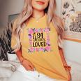 Floral 91St Birthday Present 91 Years Loved Women's Oversized Comfort T-shirt Mustard