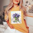 Flowers Lilac Floral Bouquet Essence Of Life Colored Vintage Women's Oversized Comfort T-shirt Mustard