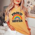 Gbtq Proud Sister Gay Pride Lgbt Ally Family Rainbow Flag Women's Oversized Comfort T-shirt Mustard