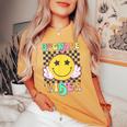 Girls 3Rd Grade Vibes Smile Face Back To School Third Grade Women's Oversized Comfort T-shirt Mustard