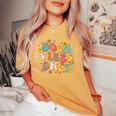 Good Vibes Only Peace Sign Love 60S 70S Retro Groovy Hippie Women's Oversized Comfort T-shirt Mustard