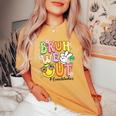 Groovy Bruh We Out Lunch Ladies Last Day Of School Women's Oversized Comfort T-shirt Mustard