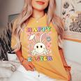 Happy Easter For Girls Groovy Hippie Face Bunny Women's Oversized Comfort T-shirt Mustard