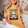 I Hate People Vintage T I Hate People Cat Coffee Women's Oversized Comfort T-shirt Mustard
