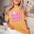 Howdy Southern Western Girl Country Rodeo Pink Disco Cowgirl Women's Oversized Comfort T-shirt Mustard