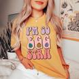 I'm So Egg-Stra Cute Bunny Egg Hunt Retro Groovy Easter Day Women's Oversized Comfort T-shirt Mustard