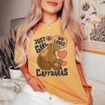 Just A Girl Who Loves Capybaras Capybara Lover Rodent Animal Women's Oversized Comfort T-shirt Mustard