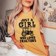Just A Girl Who Loves Tractors Farmer Women's Oversized Comfort T-shirt Mustard