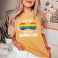 Lgbt Pride Not Gay But Very Supportive Bra Rainbow Women's Oversized Comfort T-shirt Mustard