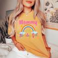 Mommy Of The Birthday Girl Rainbow Birthday Matching Family Women's Oversized Comfort T-shirt Mustard