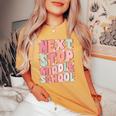 Next Stop Middle School Groovy Elementary School Graduation Women's Oversized Comfort T-shirt Mustard
