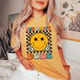 One Happy Dude Retro Groovy 1St Birthday Family Matching Women's Oversized Comfort T-shirt Mustard