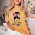 One Loved Mama Tie Dye Ribbon Mom-My Family Women's Oversized Comfort T-shirt Mustard