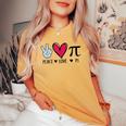 Peace Love Pi Math Lover Teacher Pi Day Mathematic Pi Symbol Women's Oversized Comfort T-shirt Mustard