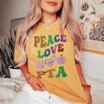 Peace Love Pta Retro Parent Teacher Association Groovy Women's Oversized Comfort T-shirt Mustard