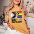 More Pride Less Prejudice Lgbtq Rainbow Pride Month Women's Oversized Comfort T-shirt Mustard