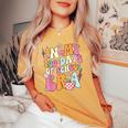 Retro Groovy In My 100 Days Of School Era 100 Days Smarter Women's Oversized Comfort T-shirt Mustard