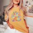 Retro Groovy In My 120 Days Smarter Era 120 Days Of School Women's Oversized Comfort T-shirt Mustard