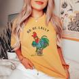 Retro Oo-De-Lally Singing Rooster Vintage Guitar Chicken Women's Oversized Comfort T-shirt Mustard