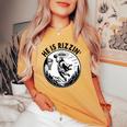 He Is Rizzin Risen Basketball Retro Vintage Christian Women's Oversized Comfort T-shirt Mustard