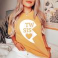 Twin Sisters Heart Matching Set 1 Of 2 Women's Oversized Comfort T-shirt Mustard